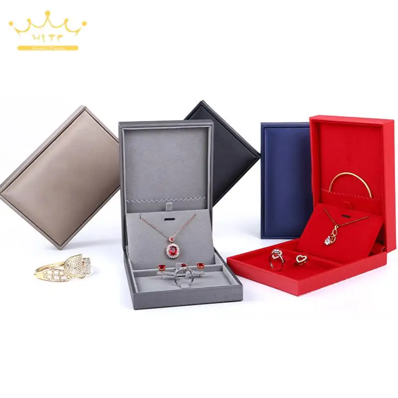 Jewelry Packaging Gift Box Brushed Leather Ring Stud Necklace Jewelry Storage Box Set Box