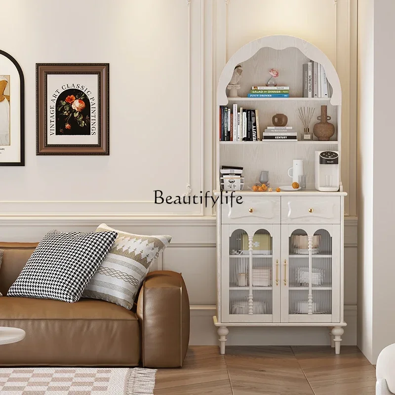 

12French retro solid wood dining side cabinet American living room integrated storage cabinet against the wall