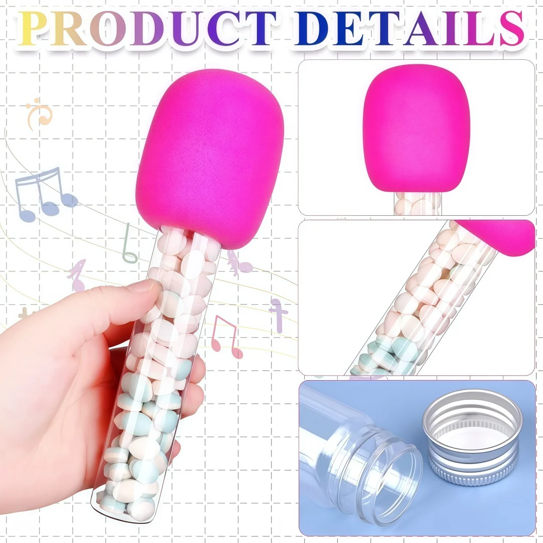 4Pcs Microphone Candy Tubes Plastic Toy Rock Music Party Fake Prop Microphone Candy Tube Disco Singer Theme Decor Supplies