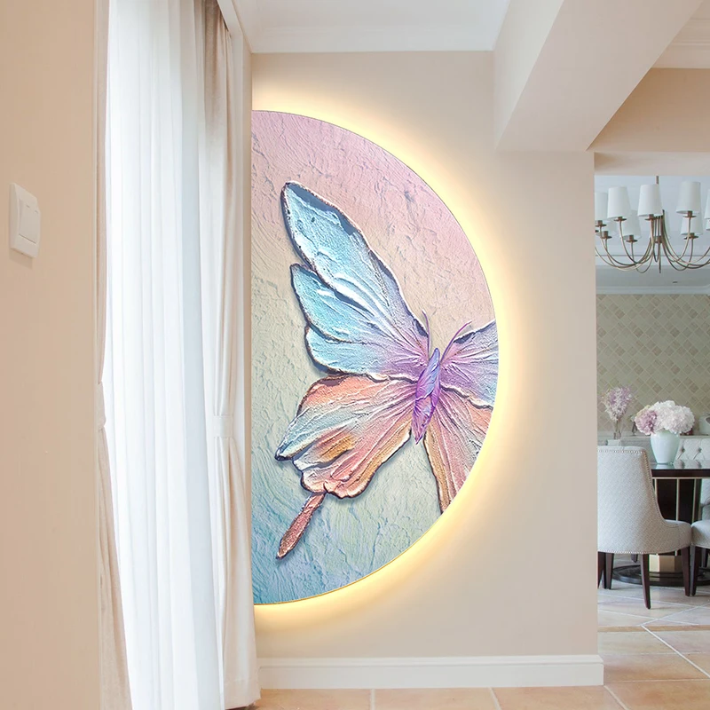 Modern Butterfly LED Crystal Porcelain Wall Lamp Corridor Foyer Living Room Home Creative Decoration Lustre Lighting Mural Light