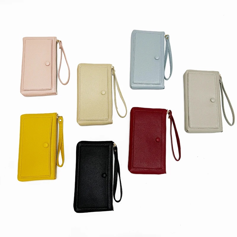 

Ew Pu Lychee Pattern Women's Wallet Fashionable and Simple Large Face with Button Double Layer Long Wallet Wallet Wallet Wallet