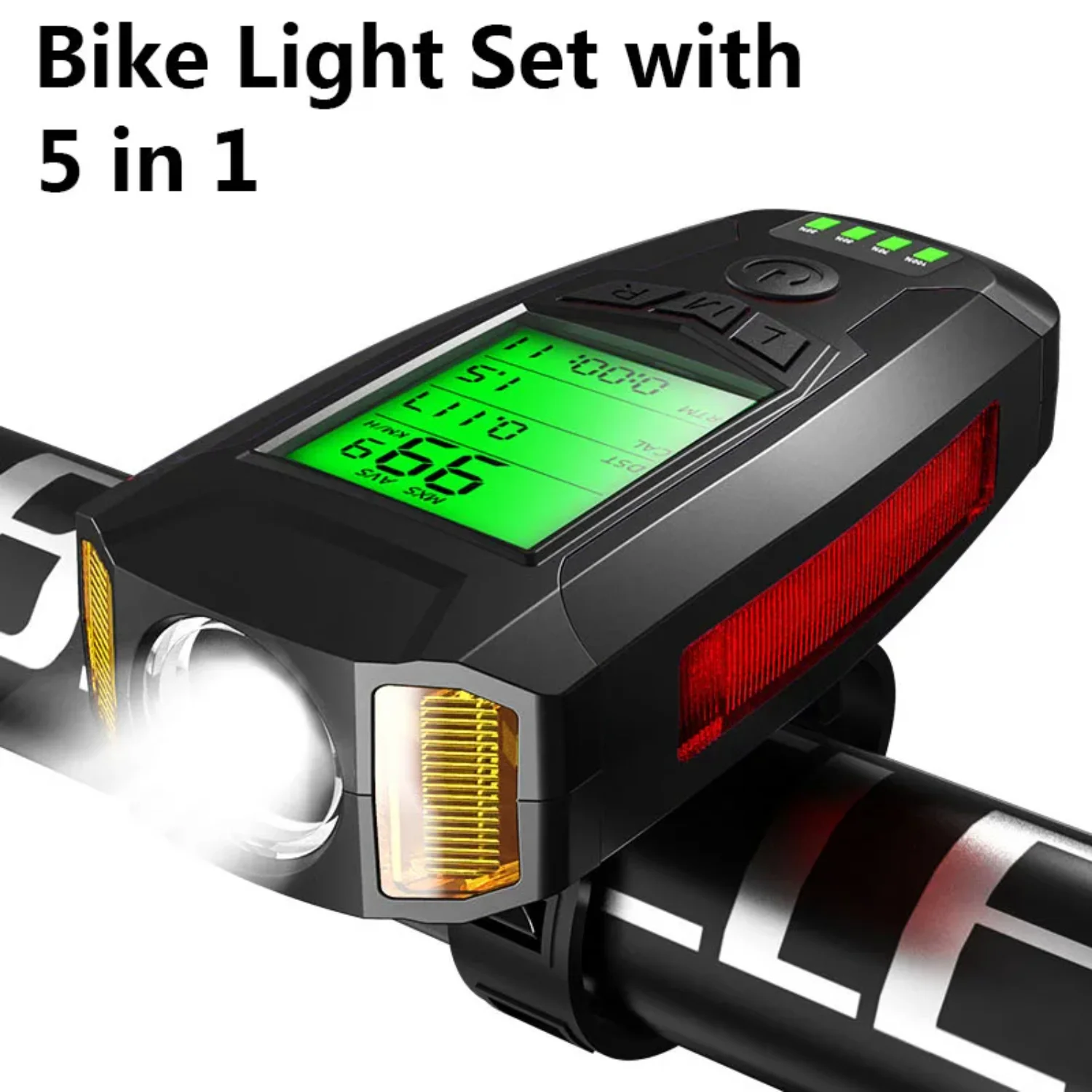 Light Bicycle Speedometer Light Bike Front Headlight MTB Computer Bicycle Flashlight IP4X 130dB  Alarm Bell Bike Accessories