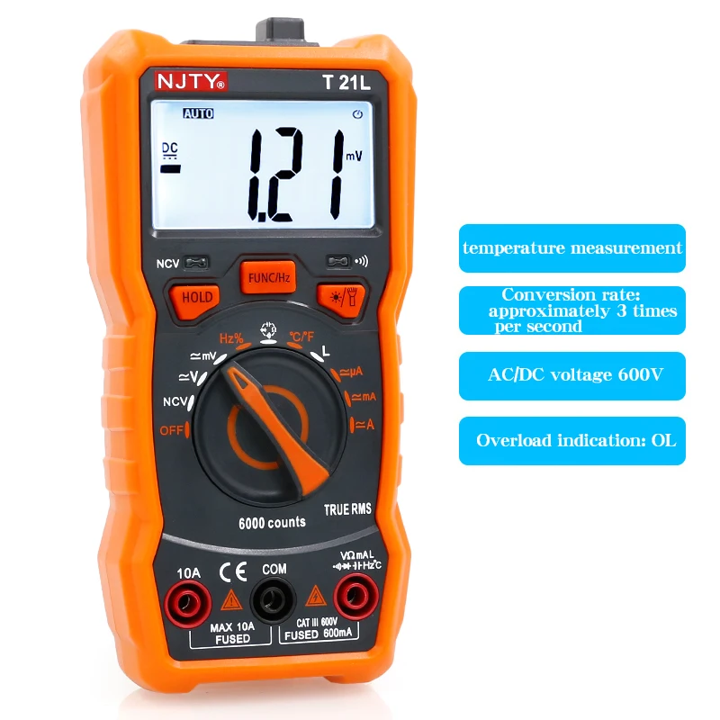 NJTYT21L многофункциональный цифровой мультиметр LCR, интеллектуальный высокоточный мультиметр с защитой от ожогов, индуктивность, емкость, частота