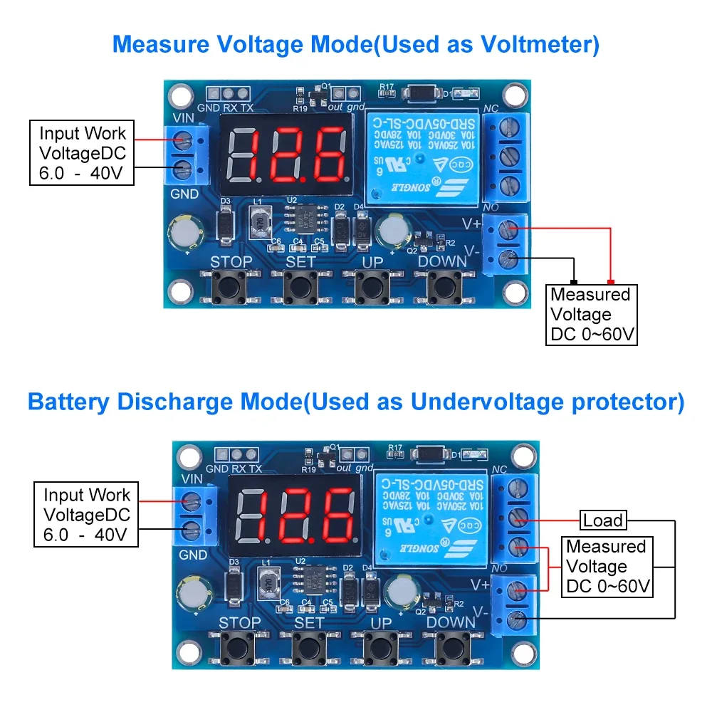 Battery Charger Discharger Control Switch Undervoltage Overvoltage Protection Board Auto Cut Off Disconnect Controller