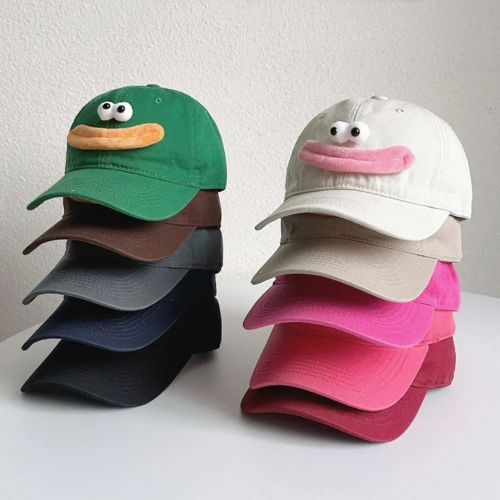 Cute Cartoon Baseball Cap Fashion Adjustable Sausage Mouth Sports Hats Cotton Breathable Big Eyes Hat Outdoor