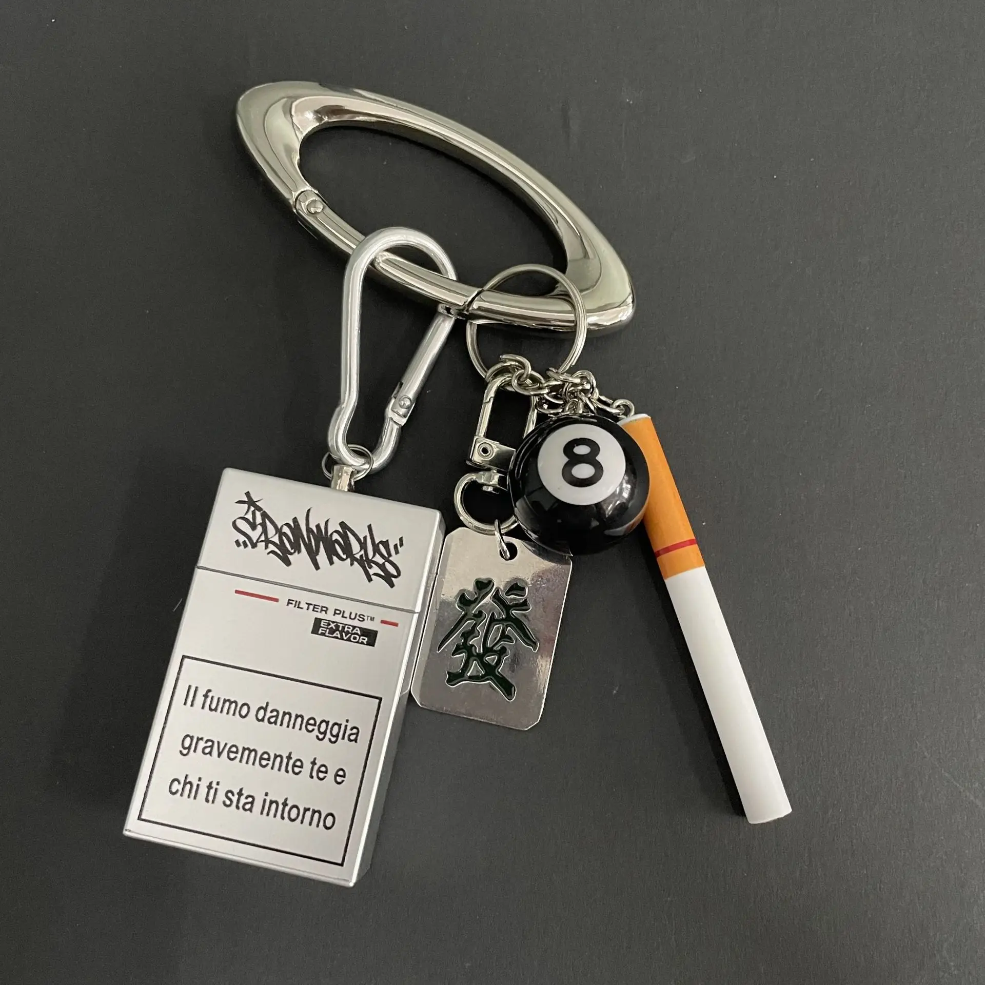 Keychain Cigarette Box Is Black Eight Makes Money Fashionable Multi-Element Bag Pendant Waist Accessories for Men and Women