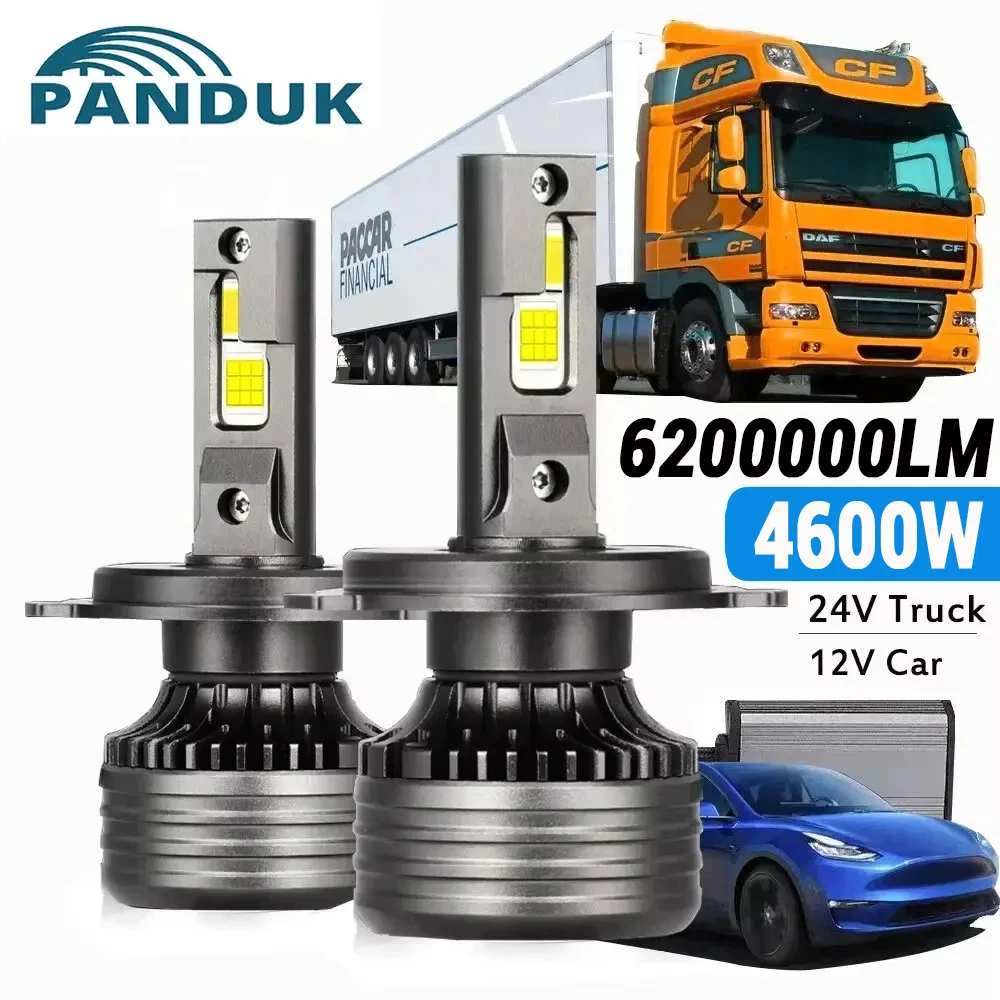 

Светодиодные лампы PANDUK H7 LED H4 LED 6200000LM 4600W для фар H11 HB4 9006 HB3 9005 Canbus, для авто и мотоциклов, 12В, чип 8875, 24В для грузовиков