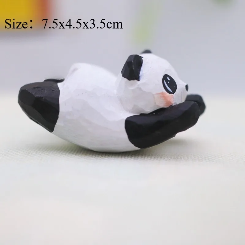 Handmade Wooden Carved Panda Tumbler Flying Swing Ornament Cute Animal Figurines Home Decor Creative Craft Accessory Decoration