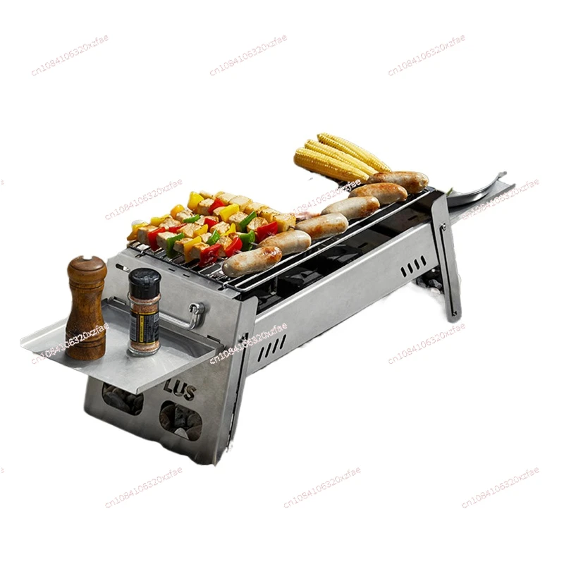 304 stainless steel folding barbecue grill household portable skewer stove thickened barbecue grill outdoor camping stove