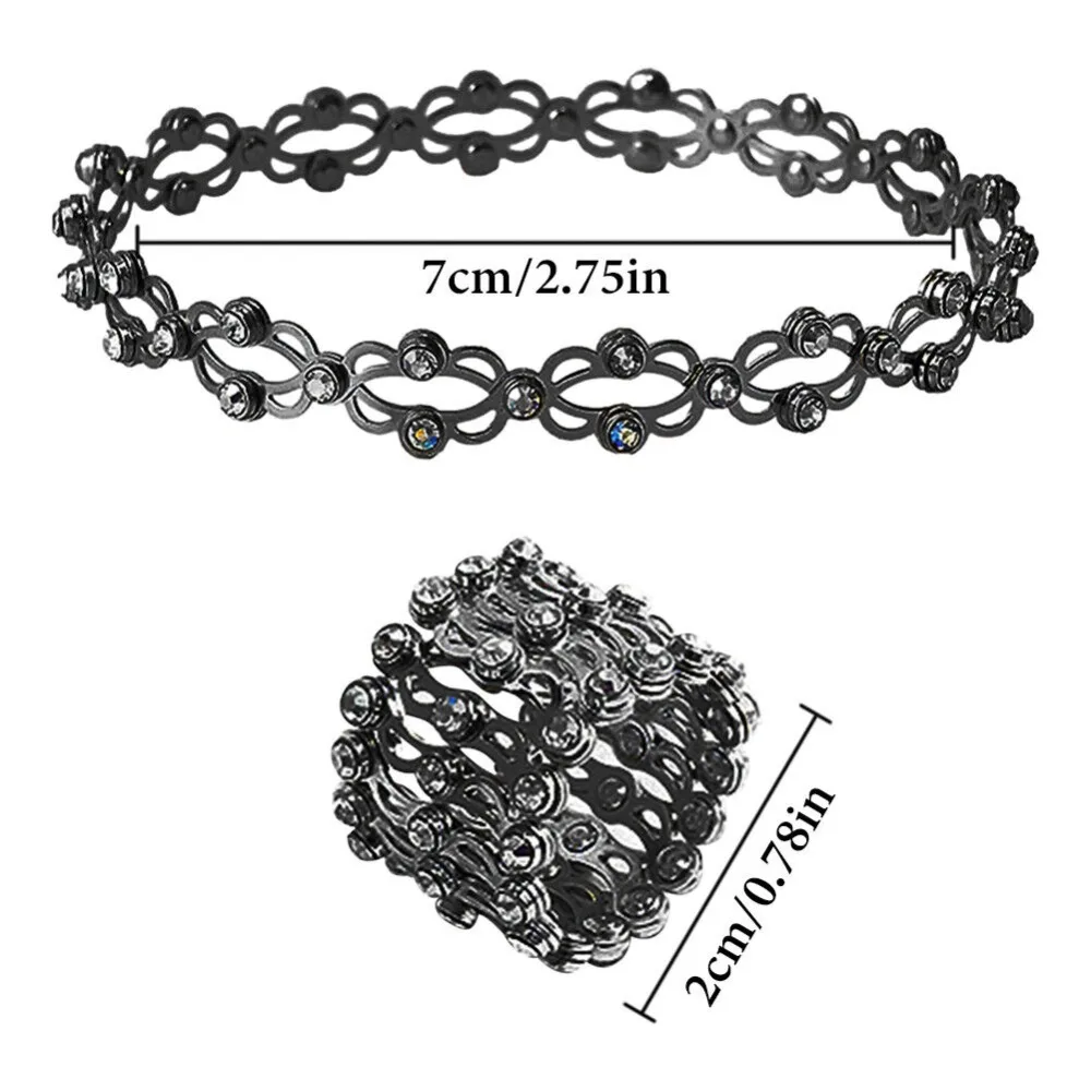 2 في 1 حلقة سحرية قابلة للتوسيع مرصعة بالألماس سوار نحاسي سحري قابل للتشوه يوسع إلى الإسورة حلقة تلسكوبية قابلة للتعديل