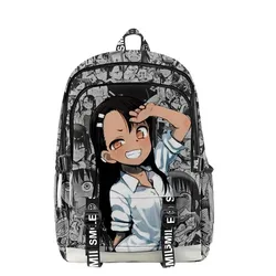 Anime Casual bag Nagatoro Print Unisex Backpack Teenager Boys Girls Oxford Cloth School Bag Cartoon Waterproof Travel Backpack