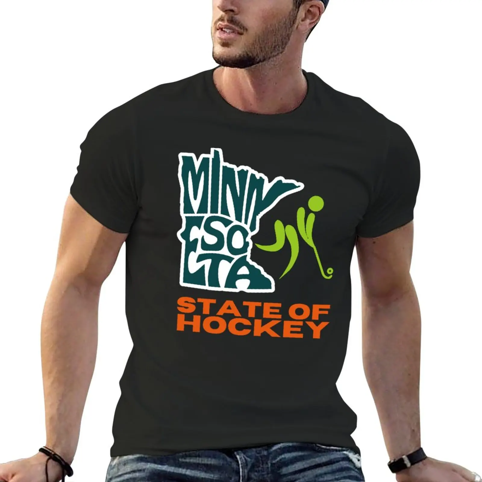New State of Hockey T-Shirt Short sleeve tee Aesthetic clothing oversized t shirts for men