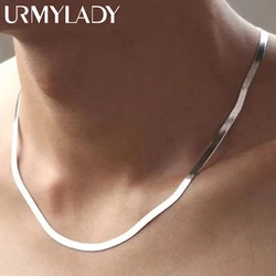 URMYLADY-Collier lame fine en argent regardé 925 pour femme et homme, bijoux de luxe pour fête de mariage, cadeaux de vacances, 4mm