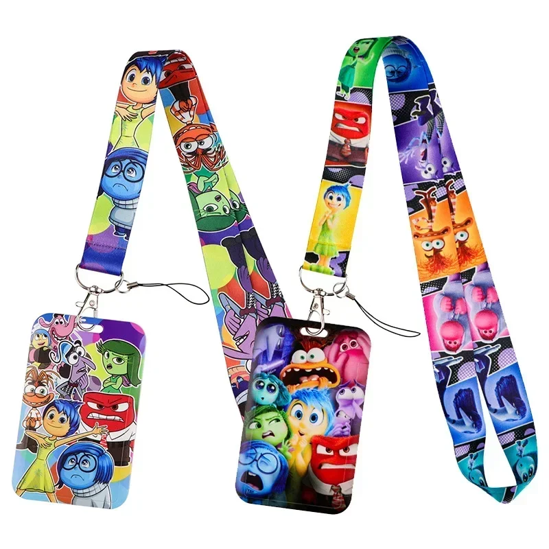 Disney Inside Out 2 Card Protective Case with Lanyards Credential Holder Key Neck Strap Badge Gym Keychain Pendant Kids Gifts