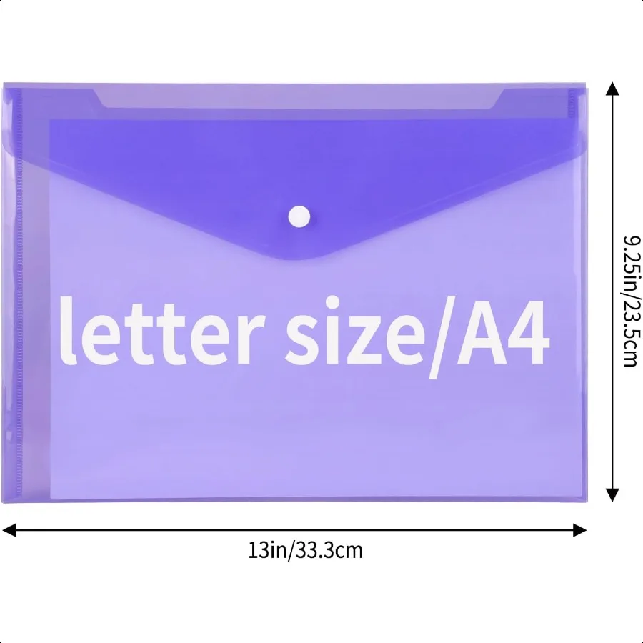 28 ชิ้นพลาสติกซองโฟลเดอร์พลาสติกสําหรับเอกสารโพลีโฟลเดอร์ที่มี Snap ปิด 8 สี A4 ขนาด Letter ขนาดสําหรับโรงเรียน an