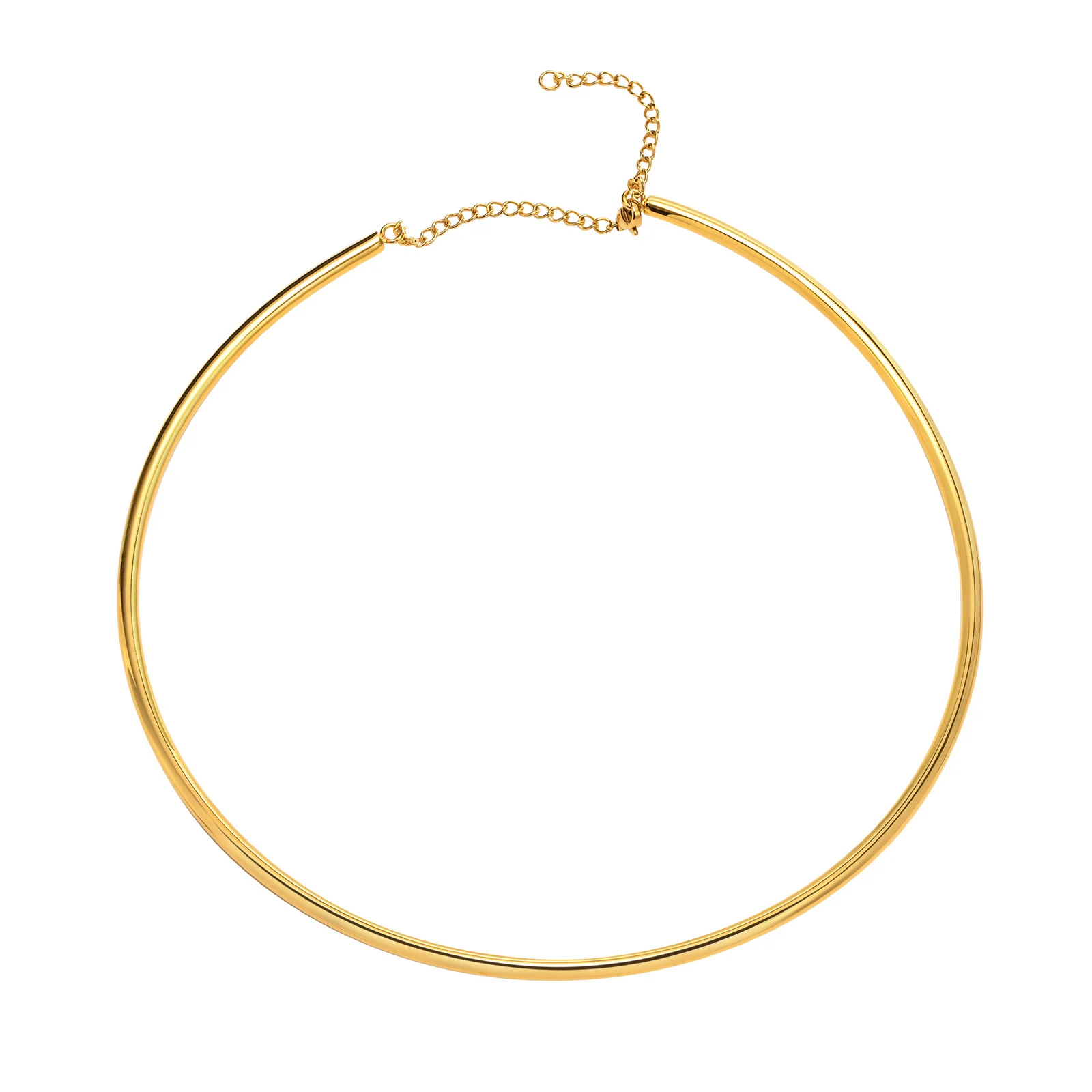 Chic Torques Biżuteria na prezent dla młodych dziewcząt, naszyjnik typu choker ze stali nierdzewnej w kolorze złotym o szerokości 4 mm