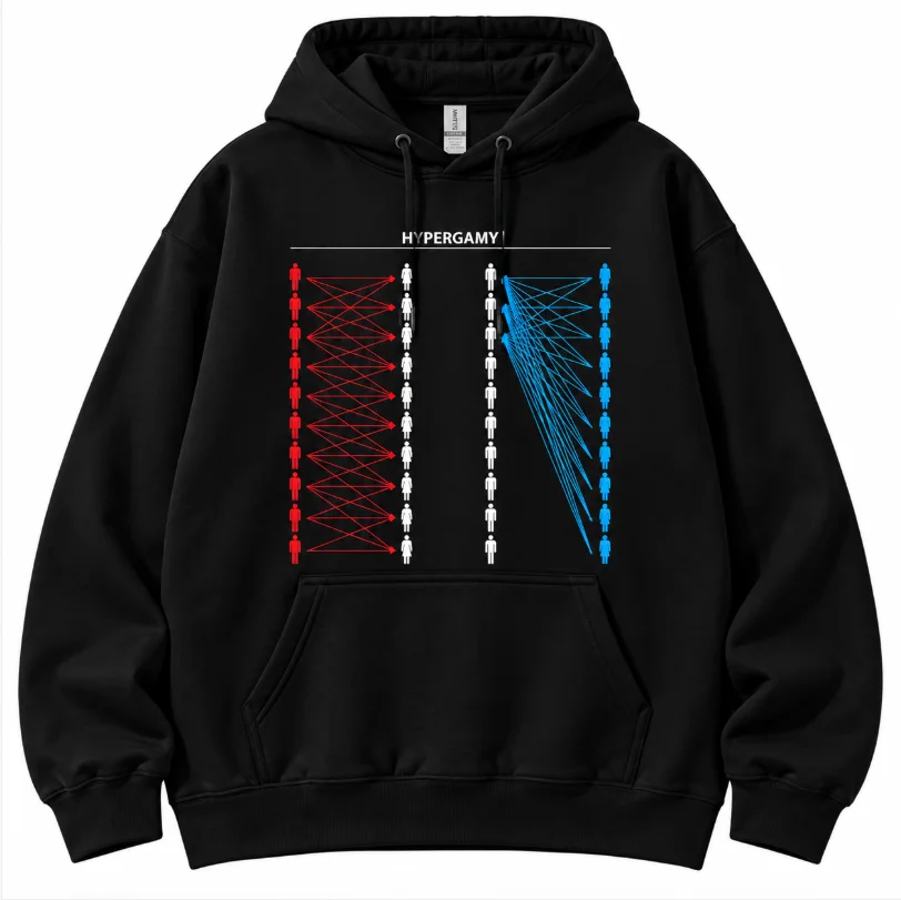 Unisex Cotton Hoodie Autumn Winter Hypergamy Meme Human Figure Diagram Print Pullover Hooded Sweatshirt Casual Streetwear Top