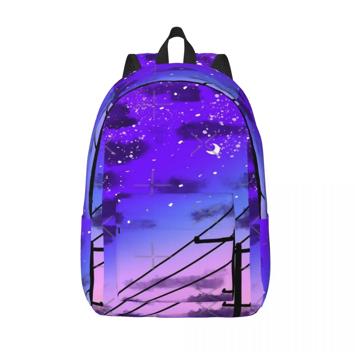 

Аниме розовый и фиолетовый пейзаж вечерние телефонные линии и звезды простой и стильный рюкзак холст рюкзак сумка