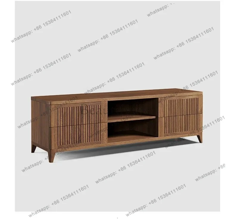 XX  Black Walnut Grid TV Cabinet 2M Oak Bedroom Floor Cabinet Simple Locker