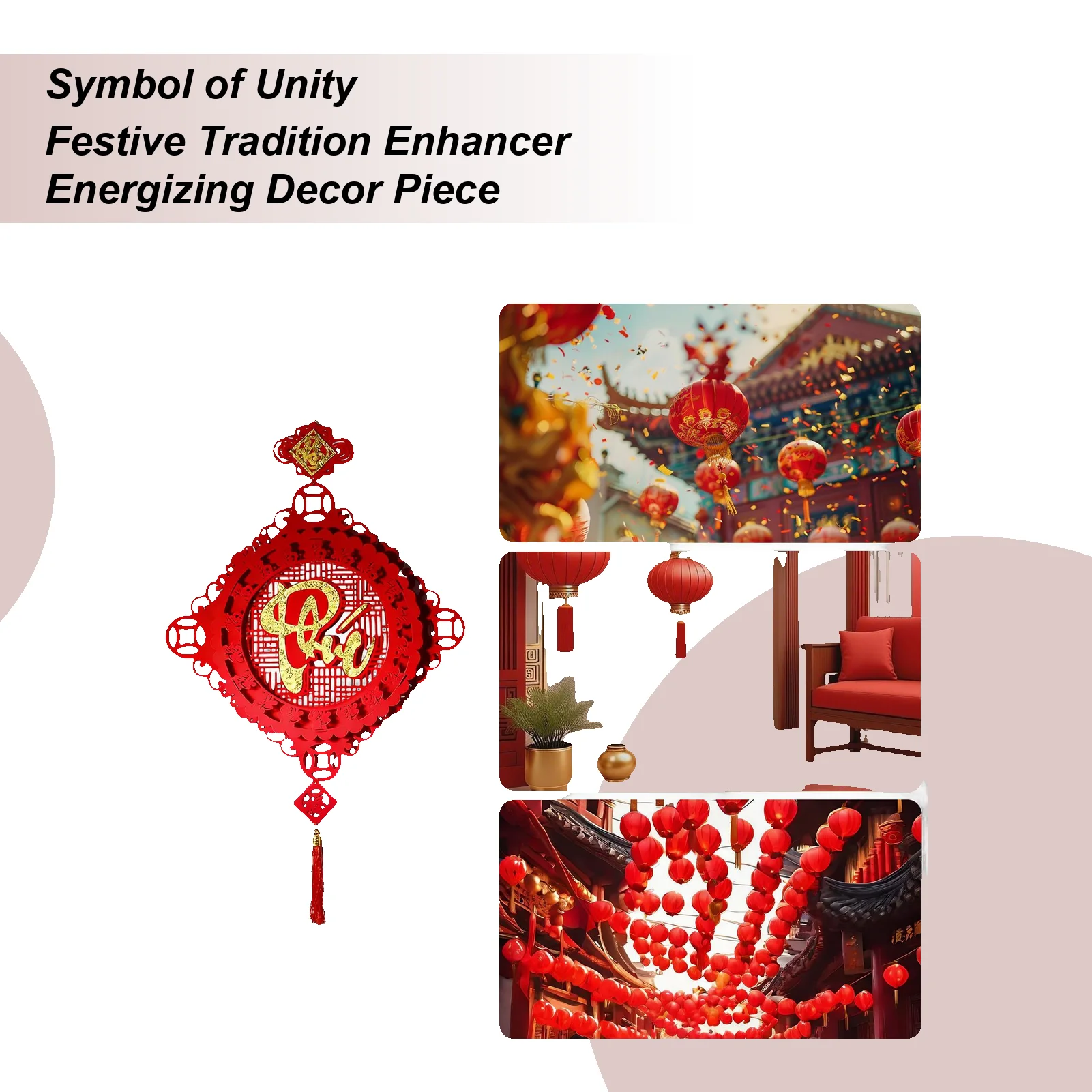 Chinese New Year Ornaments Auspicious 2026 Chinese Decor Spring Festival Red And Gold Wall Decorations For Home Office Car Door