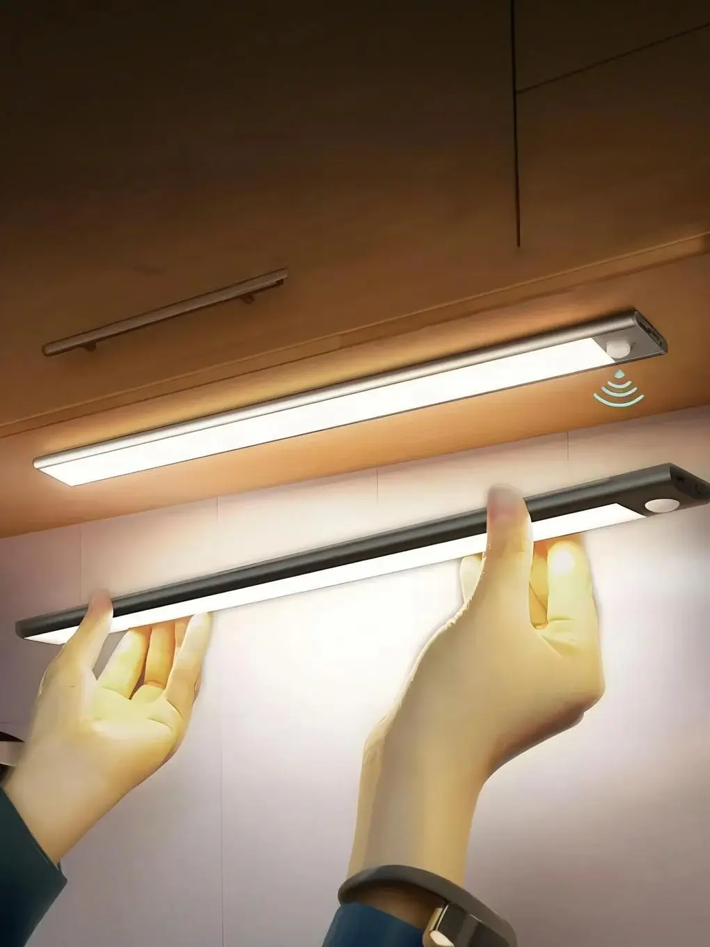 Ultradunne draadloze LED-kastlamp Bewegingssensor USB Type C Oplaadbaar Magnetisch dimbaar 3 kleuren Binnen voor keukengarderobe - afbeelding 2