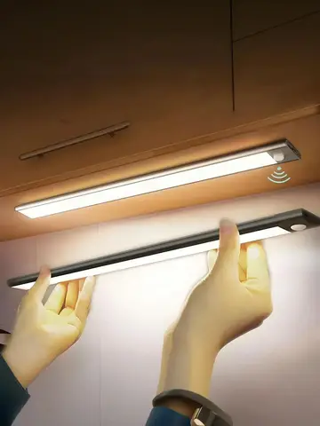 Ultra Thin Wireless LED Cabinet Light Motion Sensor USB TypeC Rechargeable Magnetic Dimmable 3Colors Indoor for Kitchen Wardrobe