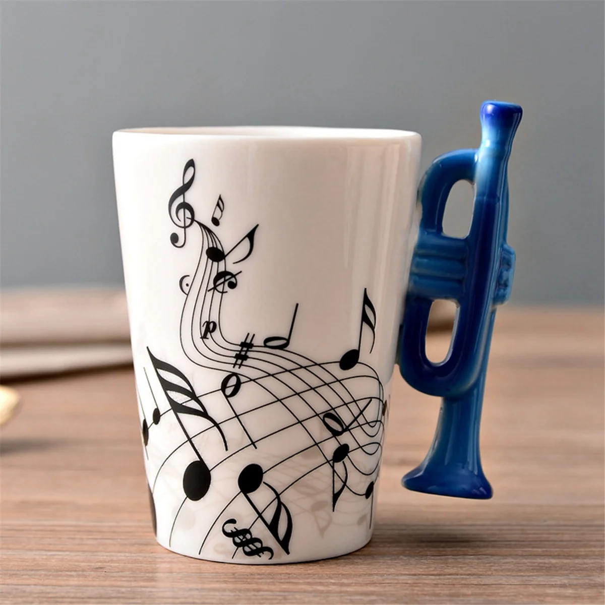 Tasse en céramique itude avec poignée, tasses à portée de lait mignonnes, cadeaux fantaisie, saxophone bleu, café et thé, 240ml