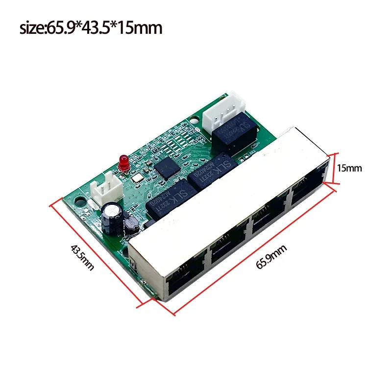 미니 PCBA 이더넷 스위치 모듈, 5 포트 네트워크, 10 Mbps, 100Mbps, 5V, 12V, 15V, 18V, 24V