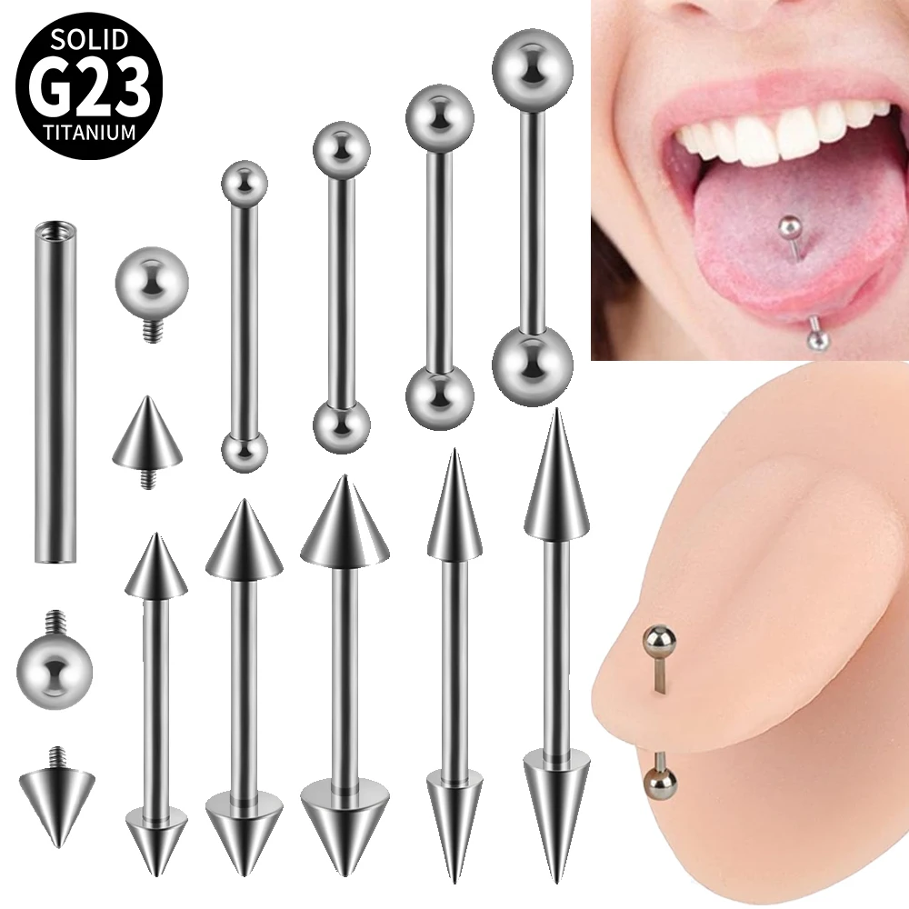 1PC G23 Titanium Long Industrial Barbell Rings 14G Tongue Nipple Bar Piercings Ear Tragus Helix Ear Piercings Body Jewelry