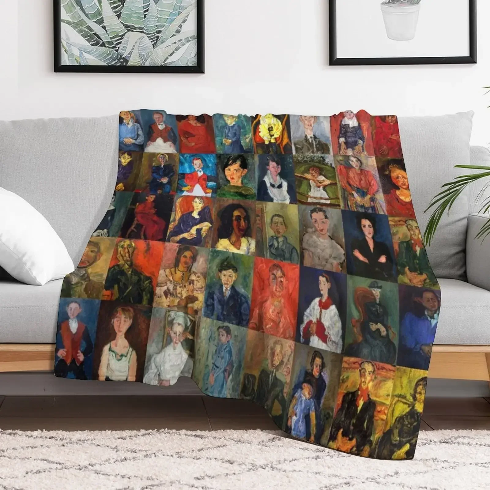 

Chaim Soutine Faces Throw Blanket Quilt Sofa Throw Blankets