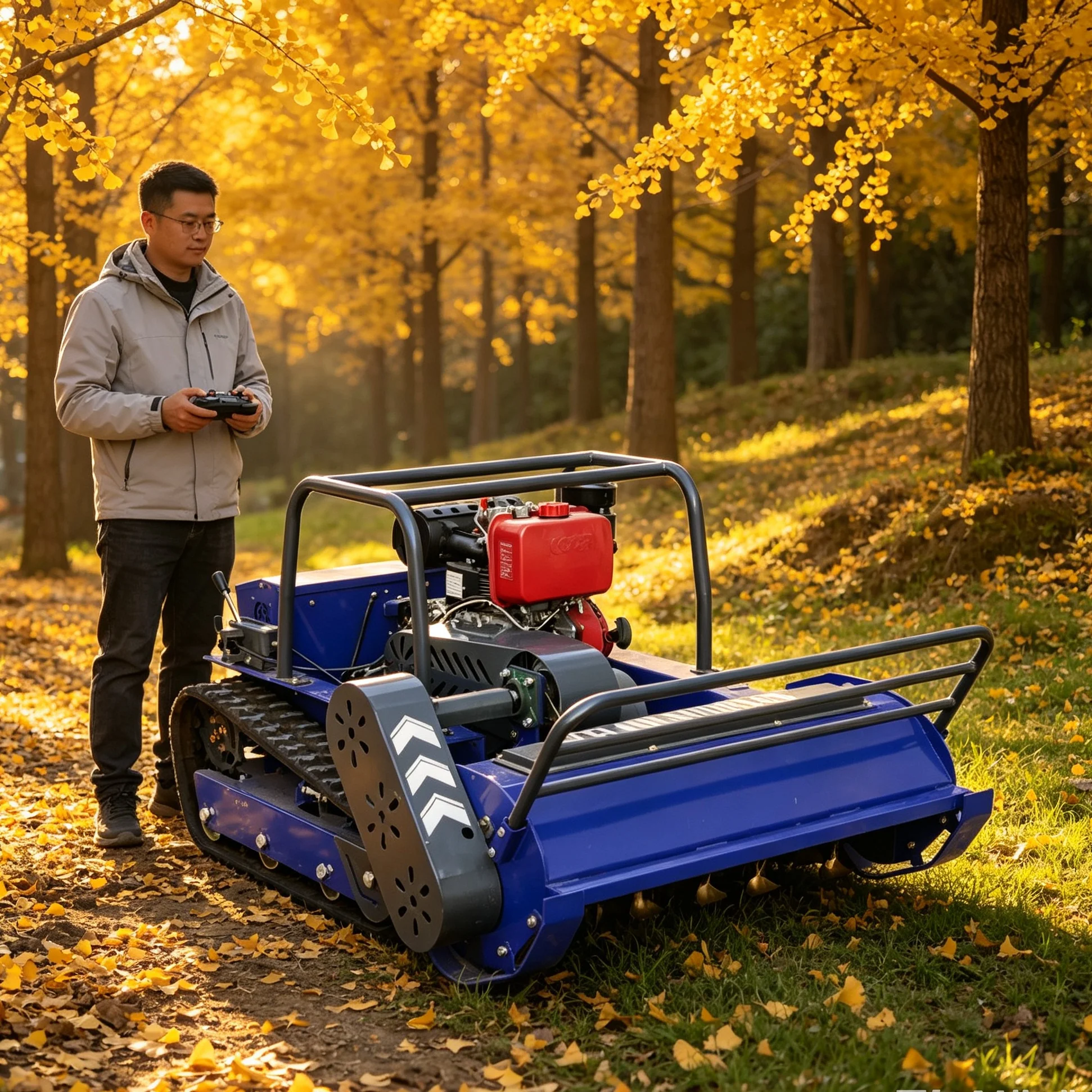 Customized detachable tool storage rack, 800s Newly upgraded hammer blade tracked lawn mower adapts bumpy uneven pasture