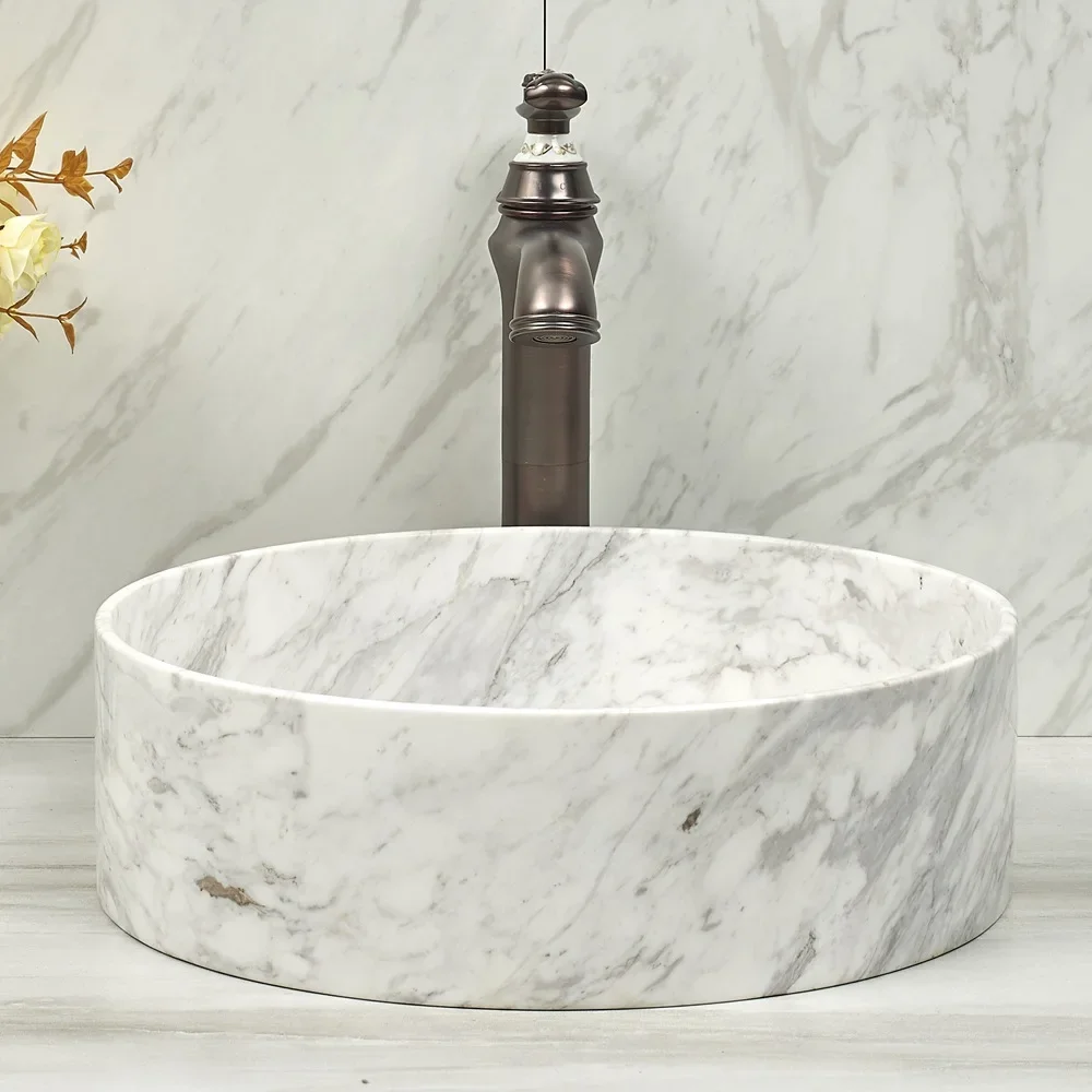 

Countertop Modern White Color Stone Wash Hand Bathroom Basin Sinks