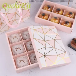 8 Grids Candy Cookie Dessert Packaging Boxes 5Pcs Kraft Paper Macaron Chocolate Biscuit Boxes Gifts Packaging Box Wedding Supply