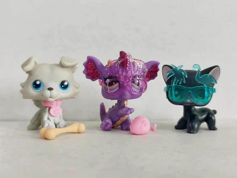 3pcs/lot LPS Figure pet shop Cat Dog Dragon W/Accessories Littlest Pet Shop toy #008