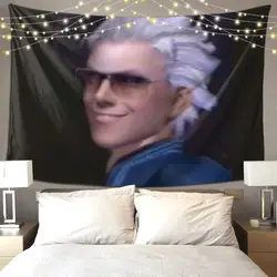 Vergil From The Devil May Cry Series Tapestry Funny Wall Hanging Aesthetic Home Decoration Tapestries for Living Room Bedroom