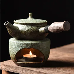 YXY Retro Coarse pottery Tea warmer stove Japanese candle heating base Optional teapot Ceramic essential oil incense burner