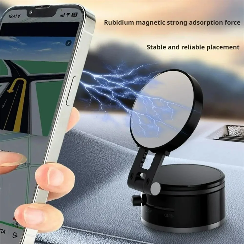 360 Degree Rotation Magnetic Vacuum Suction Phone Holder Strong Magnetic Adsorption Bracket Universal Smartphone Phone Holder