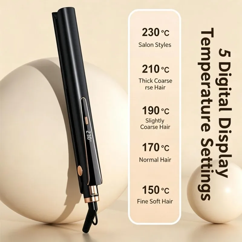 B82B-2 In 1 Hair Straightener Curling Iron With Digital LCD Display, 5 Heat Setting Flat Iron EU Plug Included