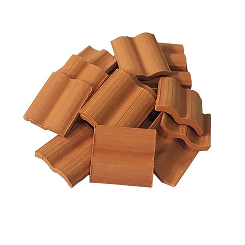60 sztuk Mini czerwone płytki dachowe zestaw do budowy modeli miniaturowe płytki figurka kształtowanie krajobrazu DIY bajkowe akcesoria ogrodowe
