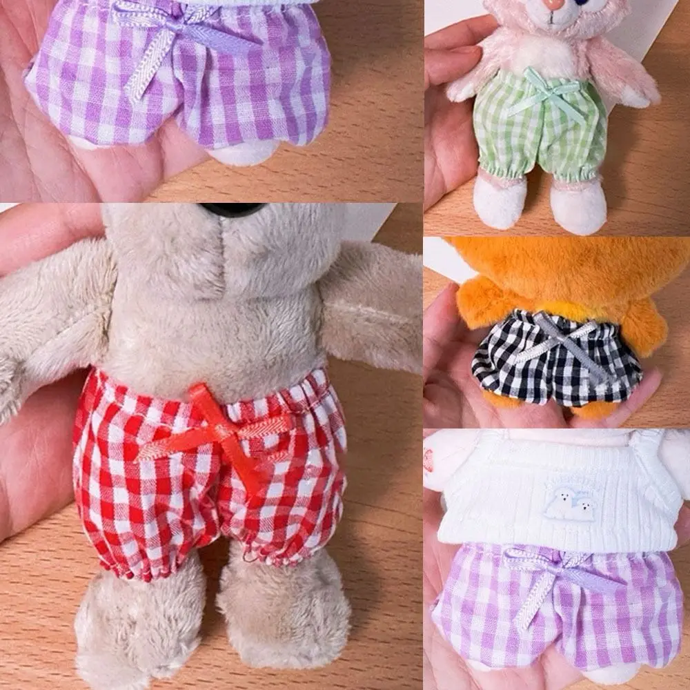 Ropa de muñeca de algodón de 10 ~ 15cm, Mini pantalones elásticos a cuadros, ropa informal para muñeca de algodón, pantalones, accesorios de ropa para muñecas