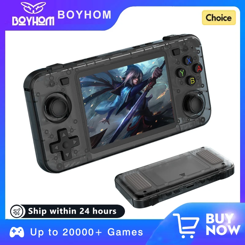 BOYHOM R36H Retro Video Game Console 3.5‘’ IPS Screen RK3326 3000 mAh Open Linux System Portable Player For Boys gift