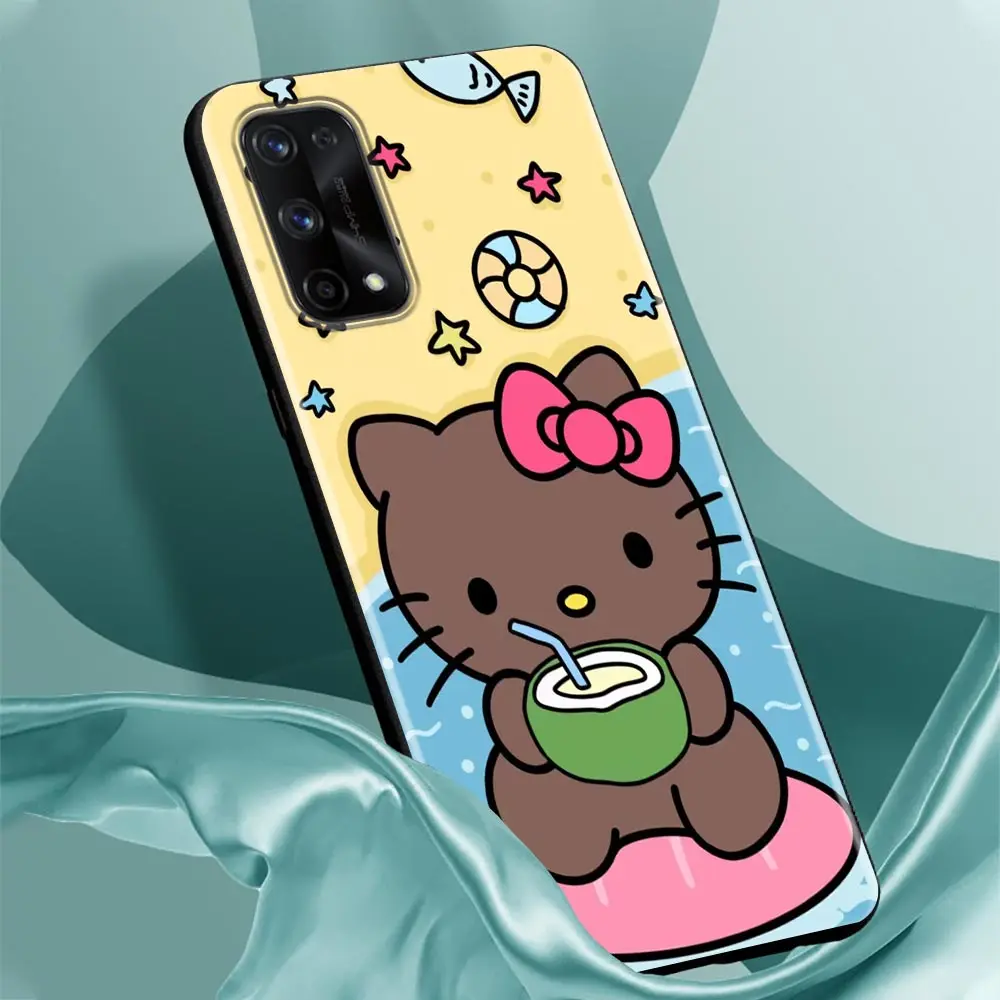 Beach Black Hello Kitty Funda Case For Realme GT 2 Pro Master Neo2 NARZO 50 50I 50A 5G C35 C33 C31 C30 C21 V25 Case Shell Capa