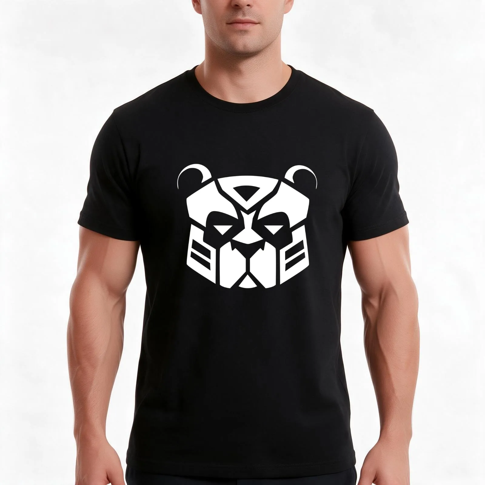 Panda-bot T-Shirt, Summer Casual Cotton Tee, Oversized Streetwear Tops, Vintage Graphic Print, Loose Fit Short Sleeve