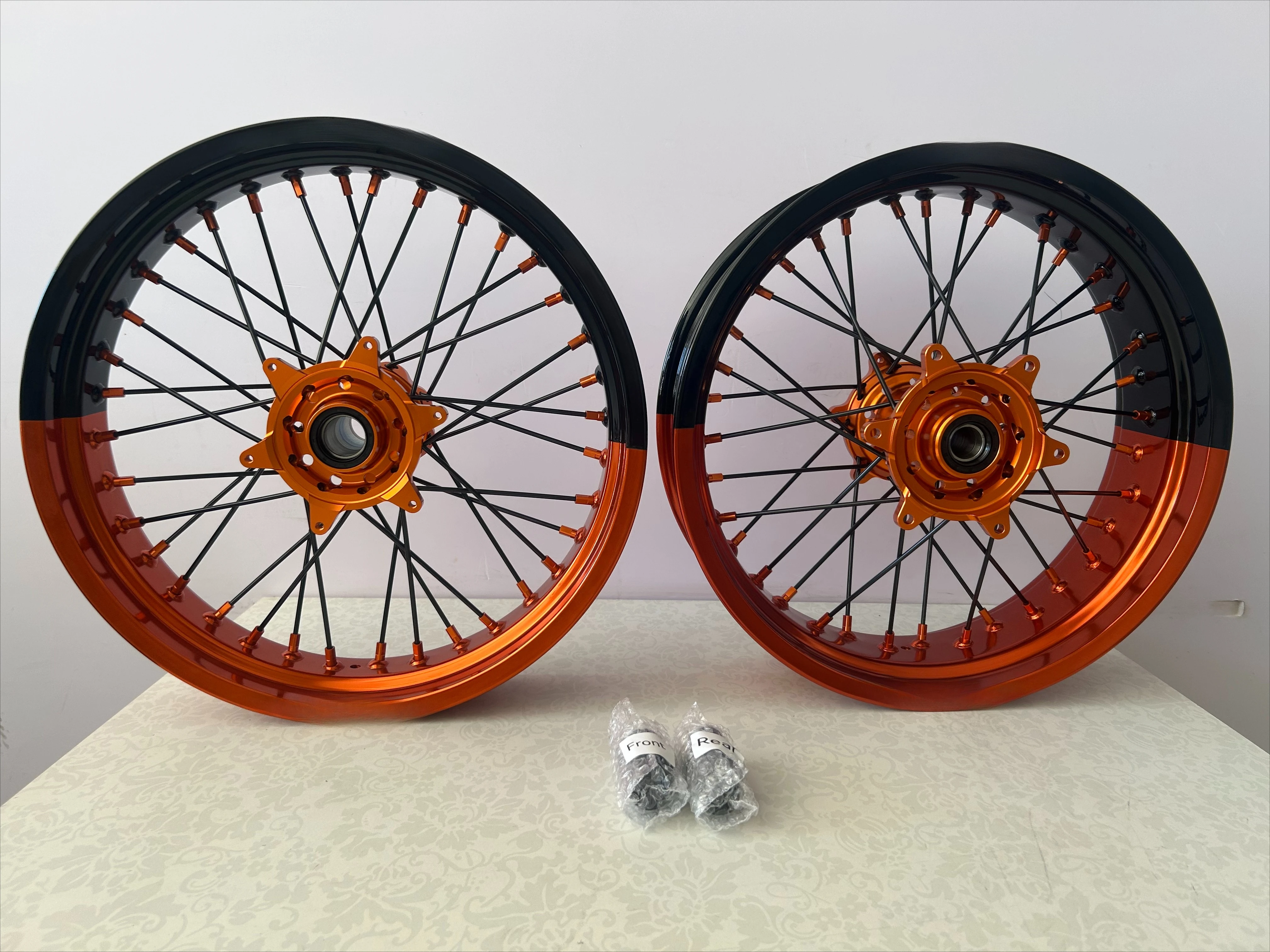 Hot-selling Orange Black Gradient Motorcycle Spoke Wheel Set Aluminum Alloy Off-road Bike Rims for Kt m Xcw 2017