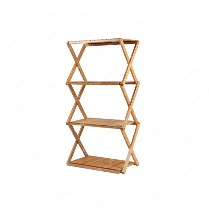 Outdoor Camping Portable Storage Multi-Functional Balcony Flower Stand Self-Driving Travel Multi-Layer Solid Wood Folding Racks