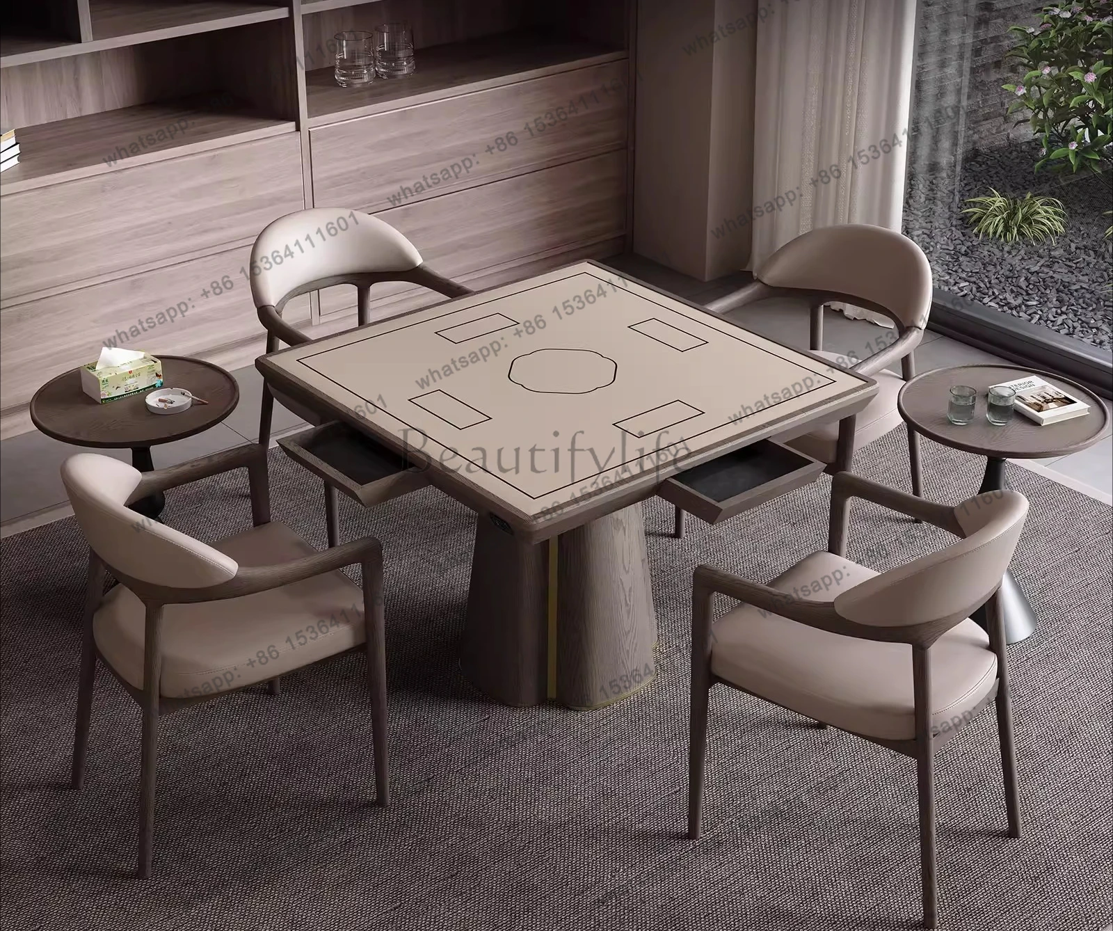 Solid wood high-end egg table dedicated square chess and card mahjong poker modern square table