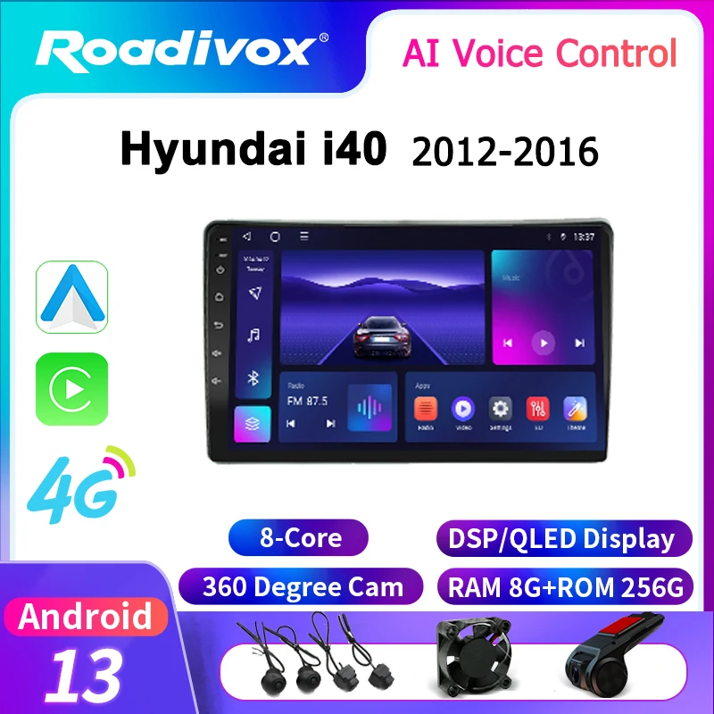 

roadivox Android car radio for Hyundai i40 2012-2016 stereo GPS Navigation video Multimedia Player tape recorder carplay