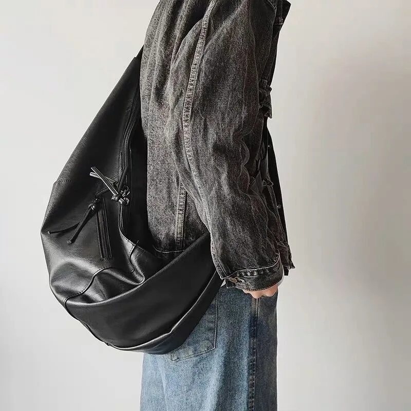 

The Ancient Korean Version of The Ins Slanted Dumpling Bag, Large-capacity PU Soft Leather Casual 2024 New Tote Single Shoulder