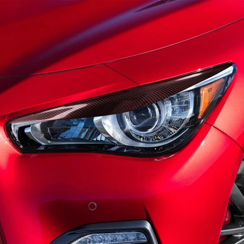 ل إنفينيتي Q50 2014-2019 الحاجبين الجفون الرموش الزخرفية ريال غطاء من ألياف الكربون تقليم السيارات الخارجي تجديد الملحقات