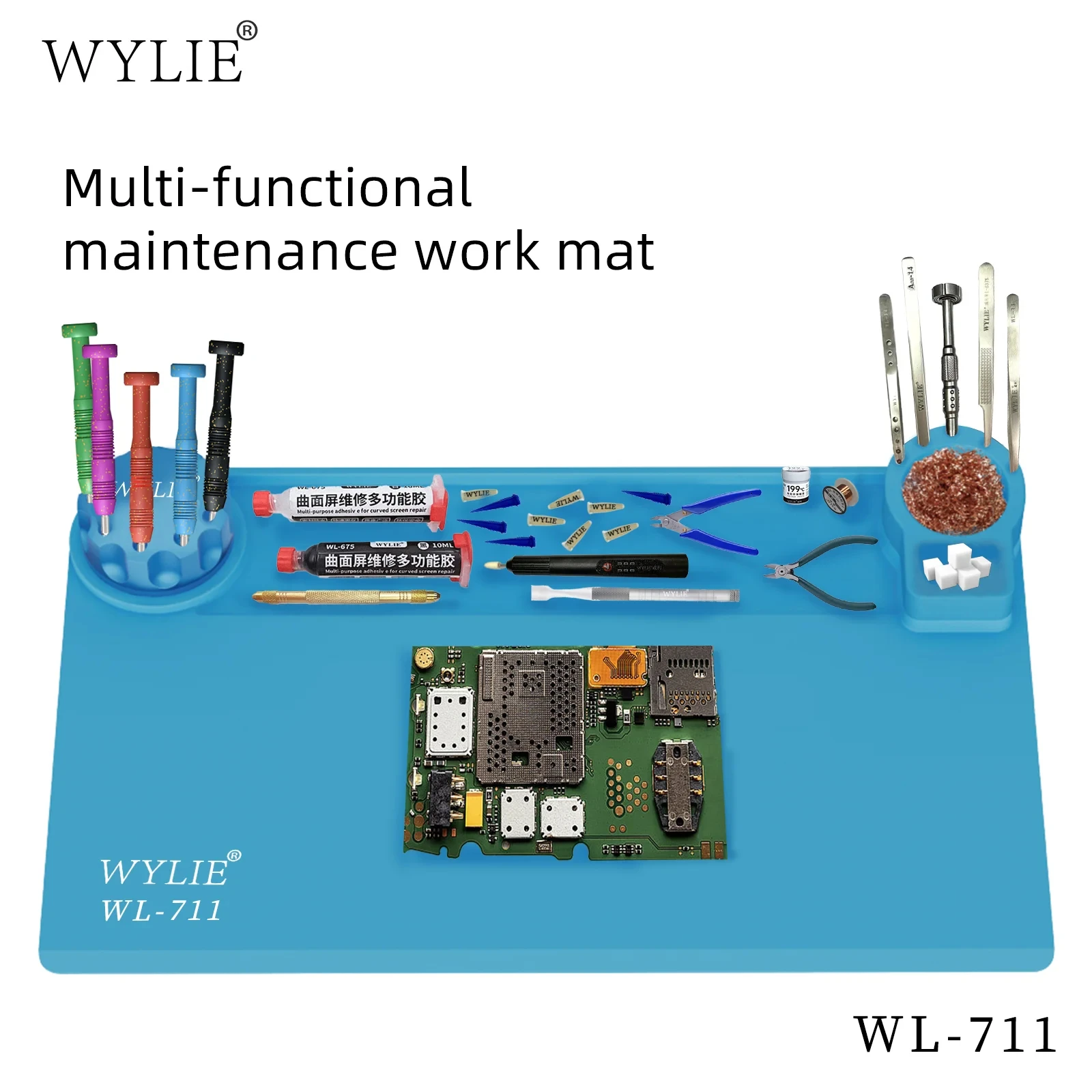WYLIE WL711 실리콘 수리 매트 내열성 500C 정전기 방지 작업 패드 휴대폰 메인보드 납땜 작업 매트 도구